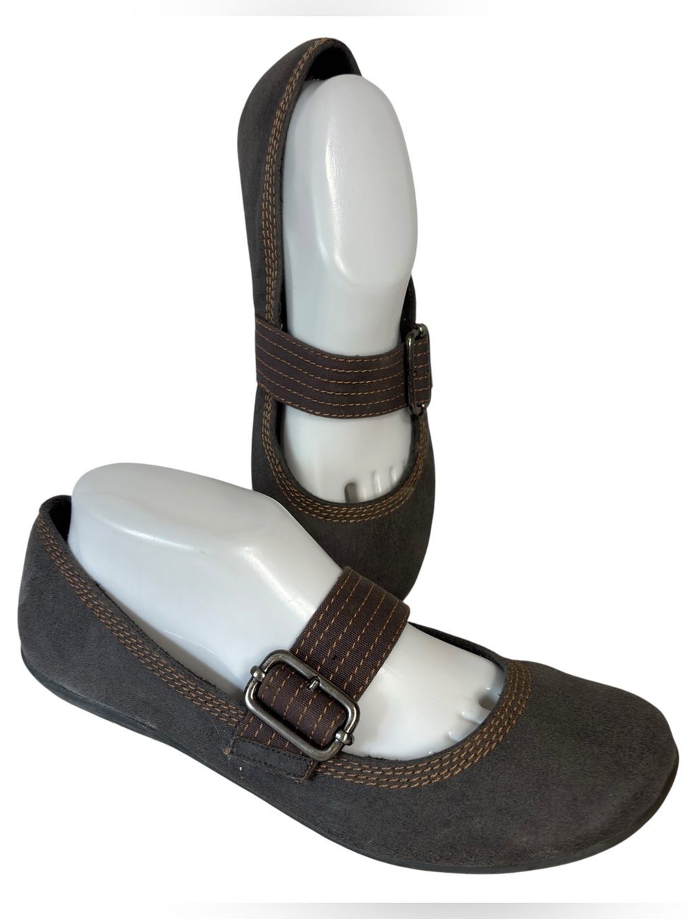 Airwalk Brown Faux Suede Mary Jane Buckle Strap Ballet Sz 9